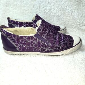 COACH Sherpa- Sz 8.5 Purple Logo Slip-On Sneaker- Shimmery w/Plenty of Life Left